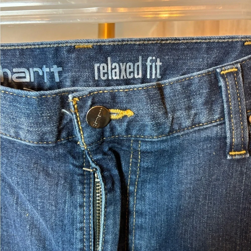 Carhartt Men's Relaxed Fit Seat and Thigh Straight Leg Blue Jeans Rugged Flex